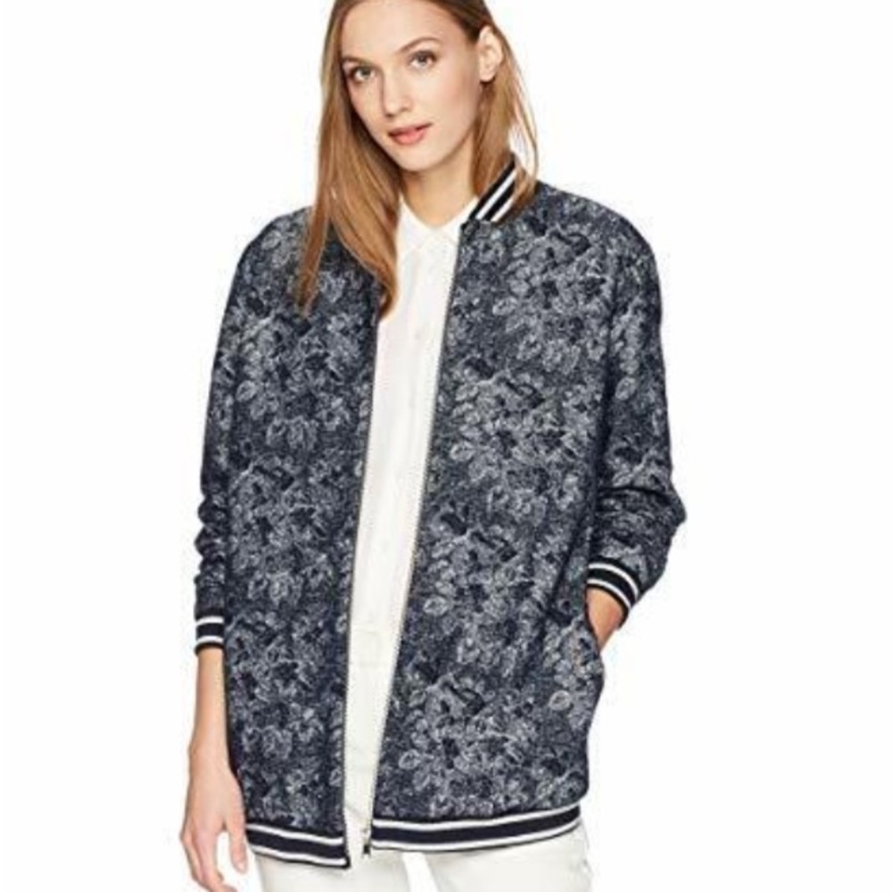 T TAHARI GALE METALLIC BOMBER JACKET
